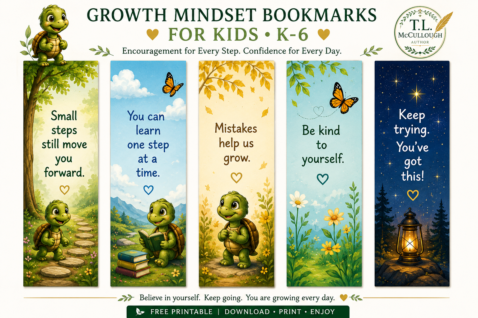Growth Mindset Bookmarks for Kids