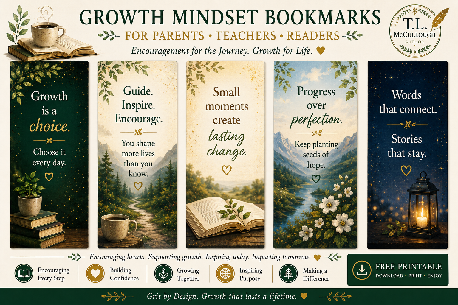 Growth Mindset Bookmarks for Parents and Teachers