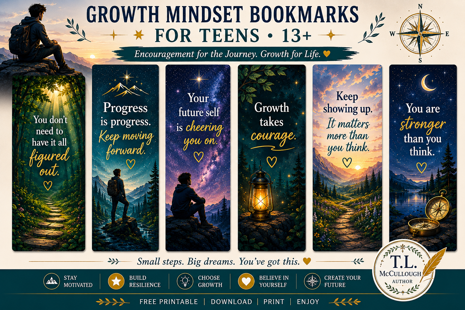 Growth Mindset Bookmarks for Teens